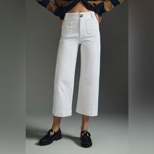 PILCRO The Skipper White Wide Leg Cropped Pants Spring Summer Nautical Size 29P